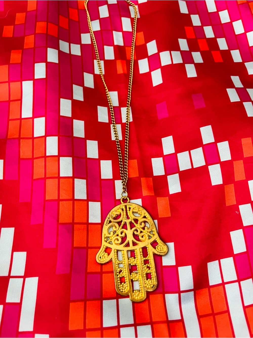 LARGE GOLD HAMSA HAND NECKLACE